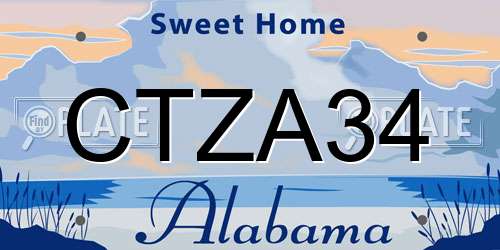 CTZA34 Alabama License Plate