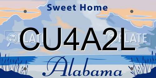 CU4A2L Alabama License Plate