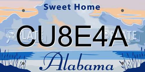 CU8E4A Alabama License Plate