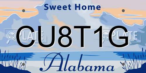 CU8T1G Alabama License Plate