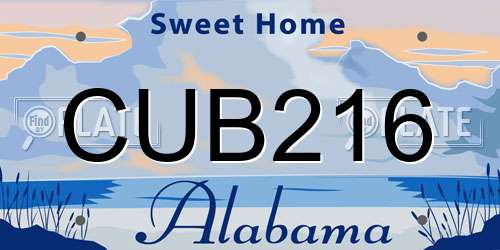 CUB216 Alabama License Plate