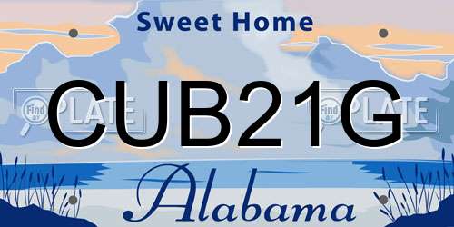 CUB21G Alabama License Plate