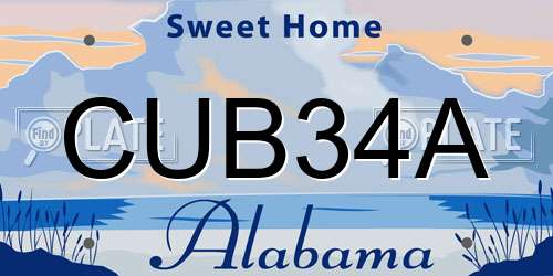 CUB34A Alabama License Plate
