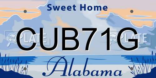 CUB71G Alabama License Plate