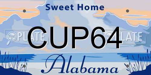 CUP64 Alabama License Plate
