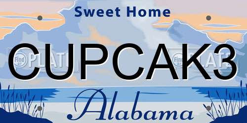 CUPCAK3 Alabama License Plate
