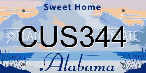 CUS344 Alabama License Plate