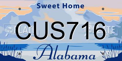 CUS716 Alabama License Plate