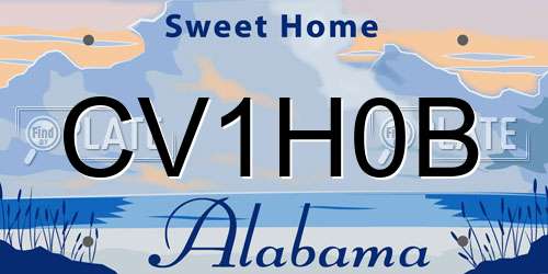 CV1H0B Alabama License Plate