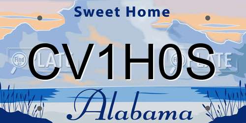 CV1H0S Alabama License Plate