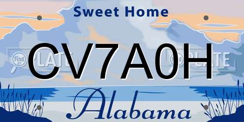 CV7A0H Alabama License Plate