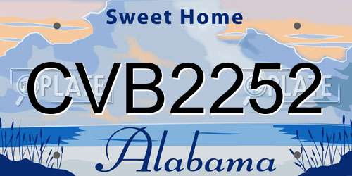 CVB2252 Alabama License Plate