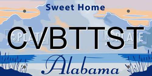 CVBTTST Alabama License Plate