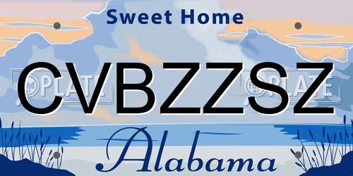 CVBZZSZ Alabama License Plate
