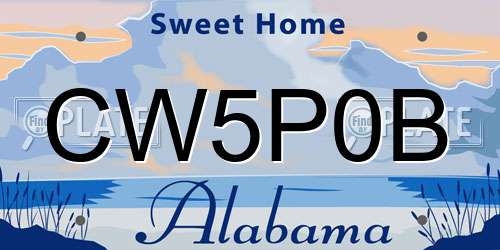 CW5P0B Alabama License Plate