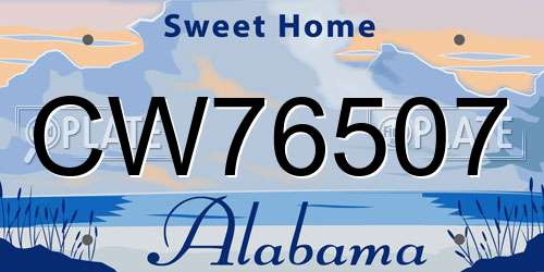 CW76507 Alabama License Plate