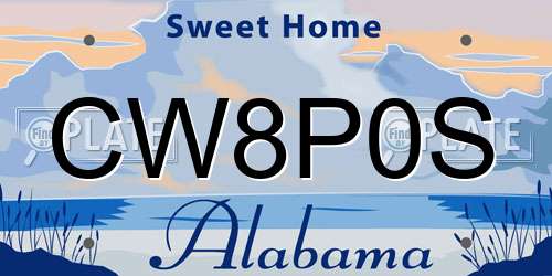 CW8P0S Alabama License Plate