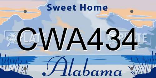 CWA434 Alabama License Plate