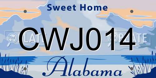 CWJ014 Alabama License Plate