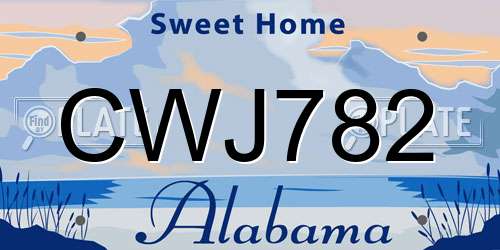 CWJ782 Alabama License Plate