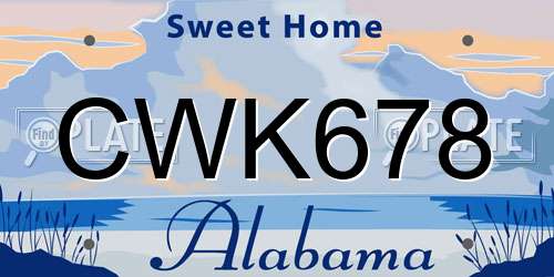CWK678 Alabama License Plate
