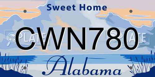 CWN780 Alabama License Plate