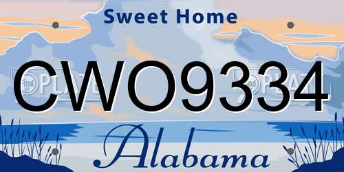 CWO9334 Alabama License Plate