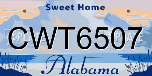 CWT6507 Alabama License Plate