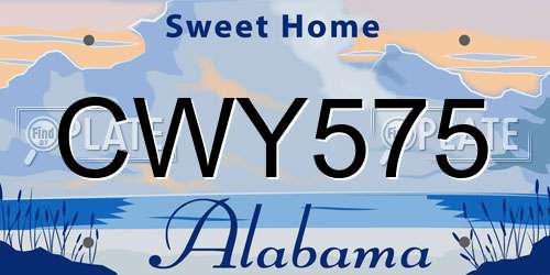 CWY575 Alabama License Plate