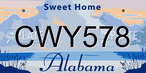 CWY578 Alabama License Plate