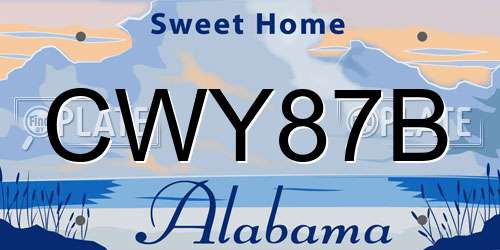 CWY87B Alabama License Plate