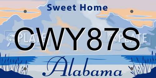 CWY87S Alabama License Plate
