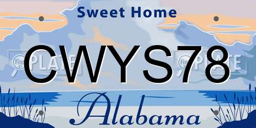 CWYS78 Alabama License Plate