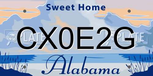 CX0E2G Alabama License Plate