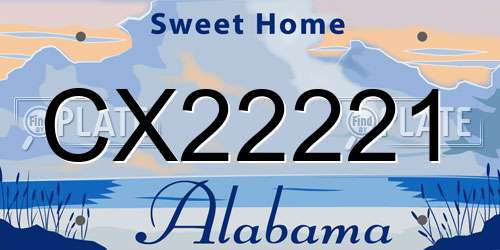 CX22221 Alabama License Plate