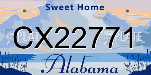 CX22771 Alabama License Plate