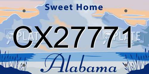 CX27771 Alabama License Plate