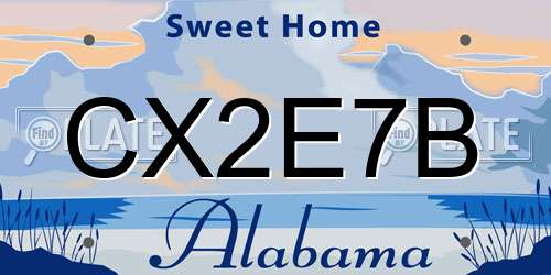CX2E7B Alabama License Plate