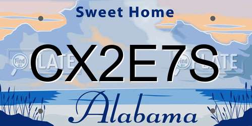 CX2E7S Alabama License Plate