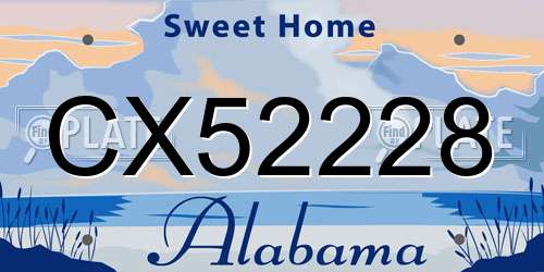 CX52228 Alabama License Plate