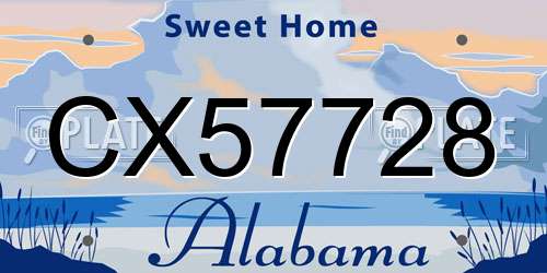 CX57728 Alabama License Plate