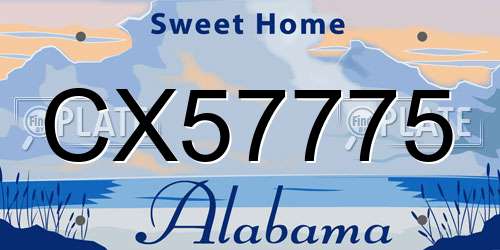 CX57775 Alabama License Plate