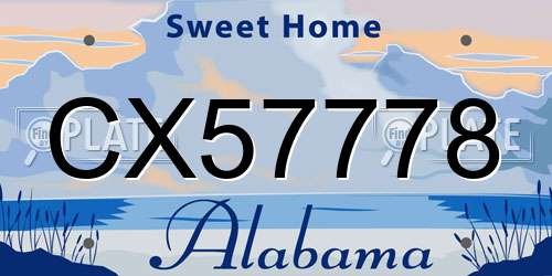 CX57778 Alabama License Plate