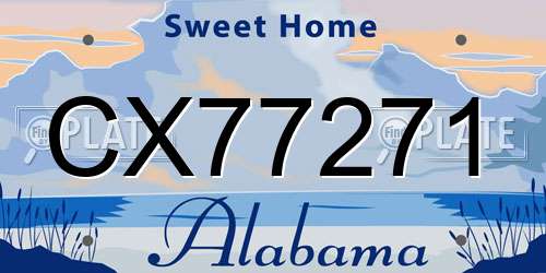CX77271 Alabama License Plate