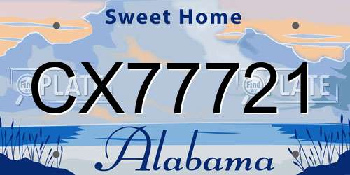 CX77721 Alabama License Plate