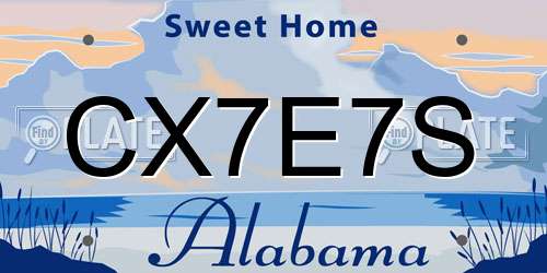 CX7E7S Alabama License Plate