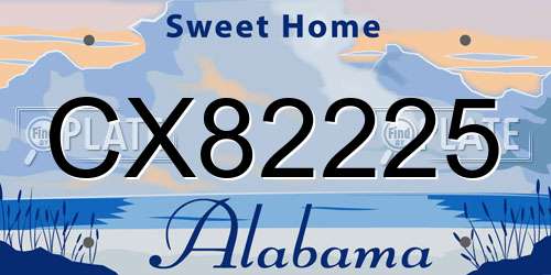 CX82225 Alabama License Plate