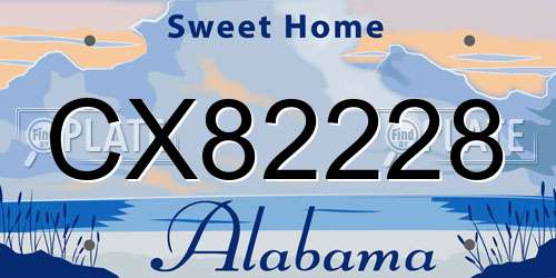 CX82228 Alabama License Plate