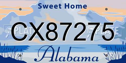 CX87275 Alabama License Plate
