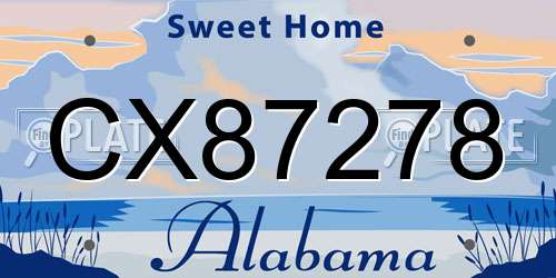 CX87278 Alabama License Plate